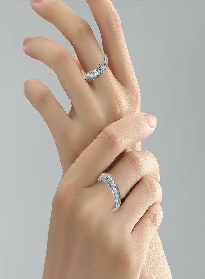 BlingNook Dainty Engraved Plumeria Flower Ring, 14K Gold Plated Hawaiian Princess Plumeria Flower Scroll Promise Ring Stackable Wedding Engagement Band Jewelry for Women or Men（Silver 7） - Image 2